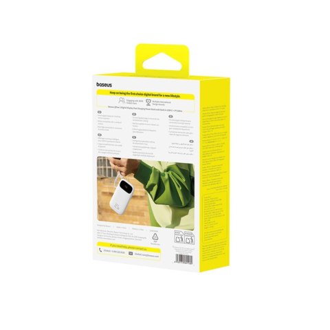 Baseus Qpow3 power bank z wyświetlaczem 22.5W 10000mAh księżycowa biel