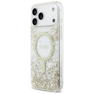 Etui Guess Resin Bottom Glitter MagSafe na iPhone 17 Pro Max - złote