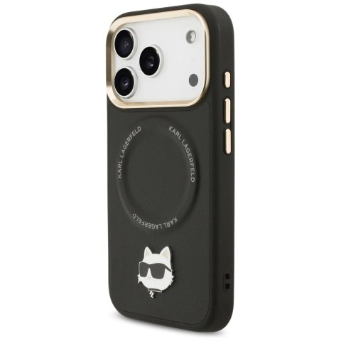 Etui Karl Lagerfeld Big Strap Choupette Metal Logo MagSafe na iPhone 17 Pro Max - czarne