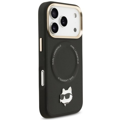 Etui Karl Lagerfeld Big Strap Choupette Metal Logo MagSafe na iPhone 17 Pro Max - czarne