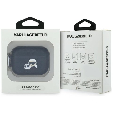 Etui Karl Lagerfeld Monogram Karl & Choupette Head na AirPods Pro 3 - czarne