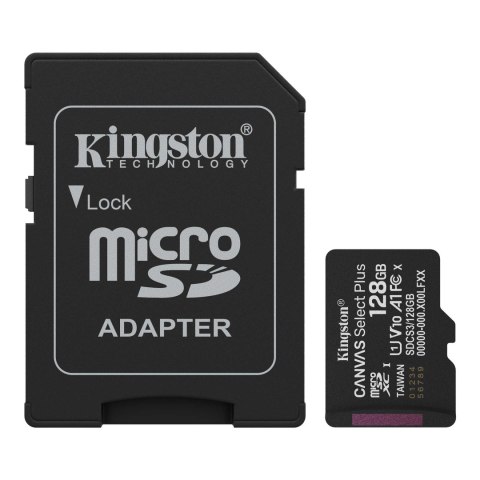 Kingston karta pamięci 128GB microSDXC Canvas Select Plus Gen3 150MB/s A1 Card + Adapter