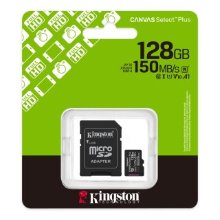 Kingston karta pamięci 128GB microSDXC Canvas Select Plus Gen3 150MB/s A1 Card + Adapter