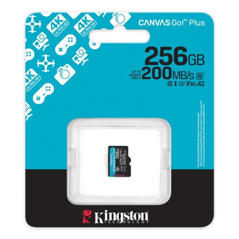 Kingston karta pamięci 256GB microSDXC Canvas Go Plus Gen4 200R A2 U3 Single Pack w/o ADP