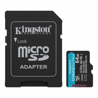 Kingston karta pamięci 64GB microSDXC Canvas Go Plus Gen4 200MB/s A2 U3 V30 Card + Adapter