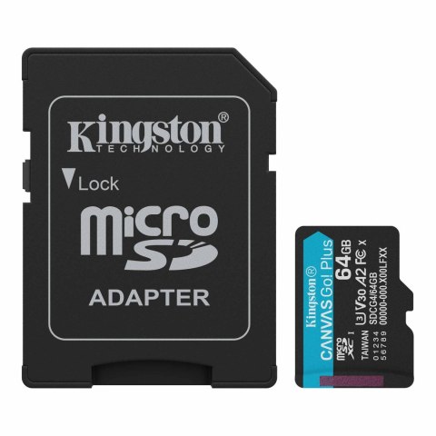 Kingston karta pamięci 64GB microSDXC Canvas Go Plus Gen4 200MB/s A2 U3 V30 Card + Adapter
