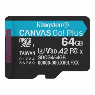 Kingston karta pamięci 64GB microSDXC Canvas Go Plus Gen4 200R A2 U3 Single Pack w/o ADP