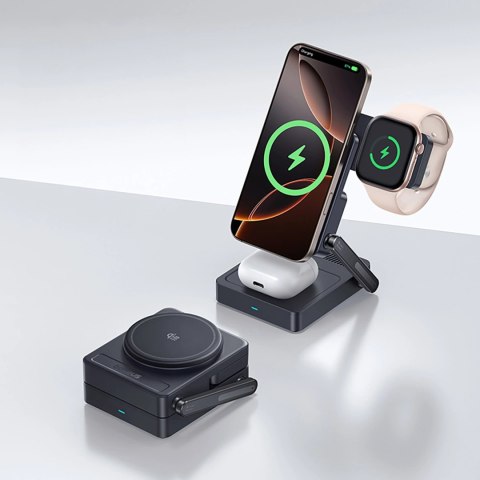 Ładowarka bezprzewodowa Baseus PicoGo AF21 3w1 Qi2.2 35W z zasilaczem EU 45W i kablem USB-C 1m - czarna