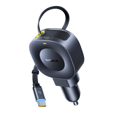 Ładowarka samochodowa Baseus PrimeTrip VR2 30W + 30W ze zwijanym kablem USB-C - czarna