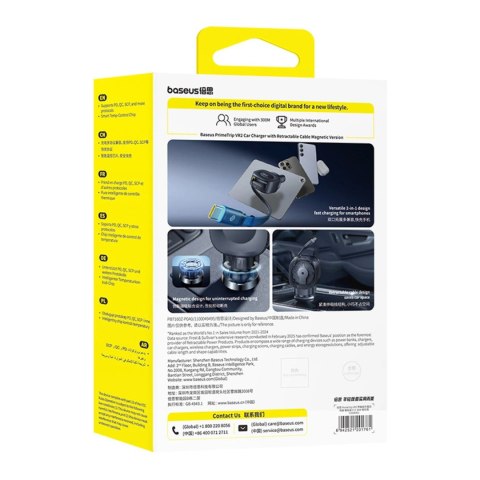 Ładowarka samochodowa Baseus PrimeTrip VR2 30W + 30W ze zwijanym kablem USB-C - czarna