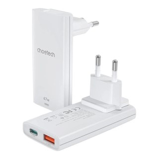 Ładowarka sieciowa Choetech PD6011 65 W GaN Ultra USB-C + USB-A - biała