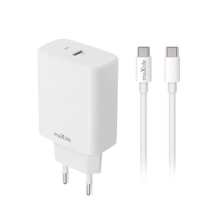Maxlife ładowarka sieciowa PD QC MXTC-10-20C 1x USB-C 20W biała + kabel USB-C - USB-C 20W