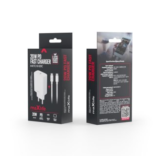 Maxlife ładowarka sieciowa PD QC MXTC-10-20C 1x USB-C 20W biała + kabel USB-C - USB-C 20W
