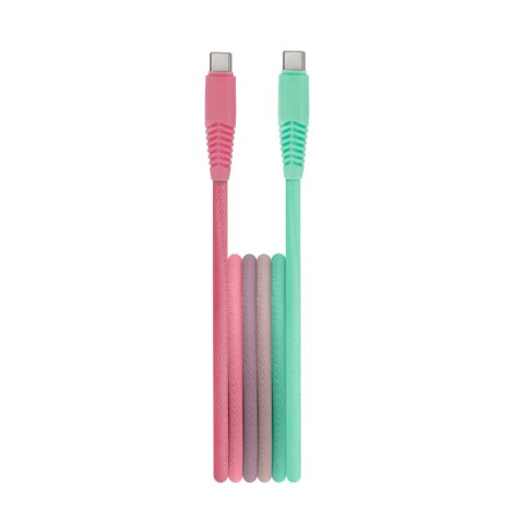 Setty kabel USB-C - USB-C 1,5 m 3A KGC-C-1.5320 gradient turkusowo-różowy