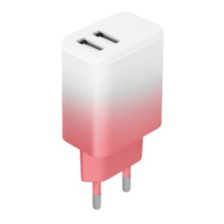 Setty ładowarka sieciowa 2x USB 18W LSIG-AA-20 gradient biało-różowa