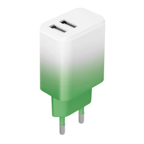 Setty ładowarka sieciowa 2x USB 18W LSIG-AA-20 gradient miętowo-biała