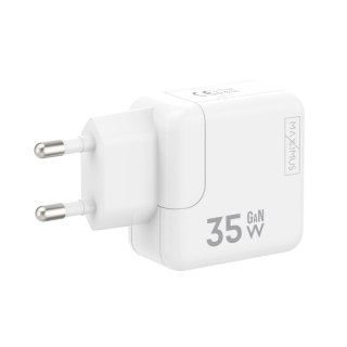 Ładowarka sieciowa MX Burst GaN PD 35W, 2xUSB-C + kabel PD 20W C/Lightning, WHITE/BIAŁY