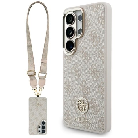 Guess nakładka 4G Big Rhinestone Triangle Strap MagSafe do Samsung Galaxy S26 Ultra różowa