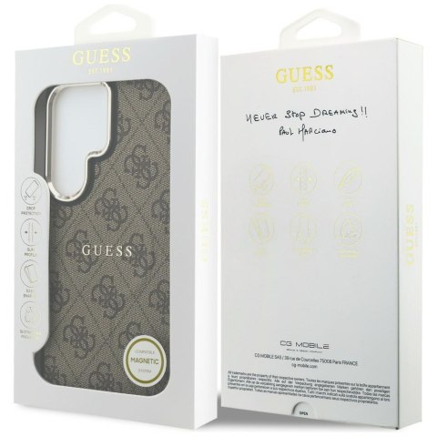 Guess nakładka 4G Embossed Ring MagSafe do Samsung Galaxy S26 Ultra brązowa
