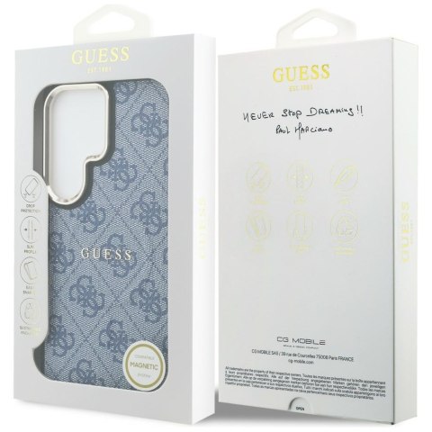 Guess nakładka 4G Embossed Ring MagSafe do Samsung Galaxy S26 Ultra niebieska