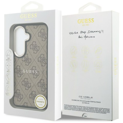 Guess nakładka 4G Embossed Ring MagSafe do Samsung Galaxy S26 brązowa