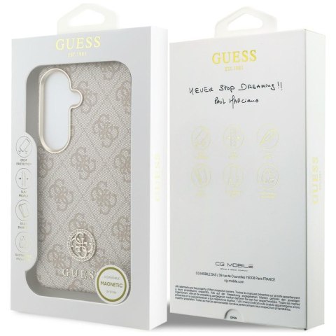Guess nakładka 4G Rhinestone Round Logo MagSafe do Samsung Galaxy S26 różowa