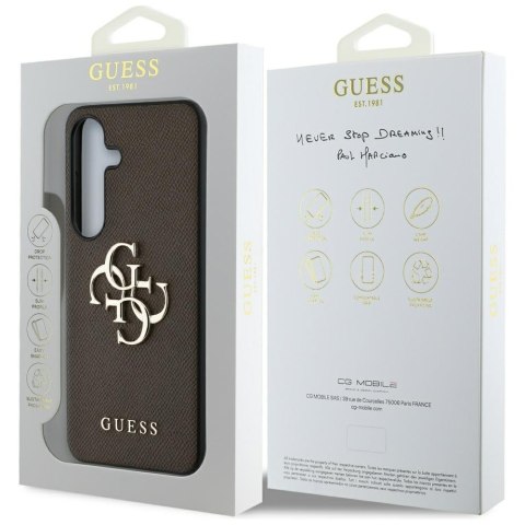 Guess nakładka HC PU Grained Big 4G and Classic Logo do Samsung Galaxy S25 Plus brązowa