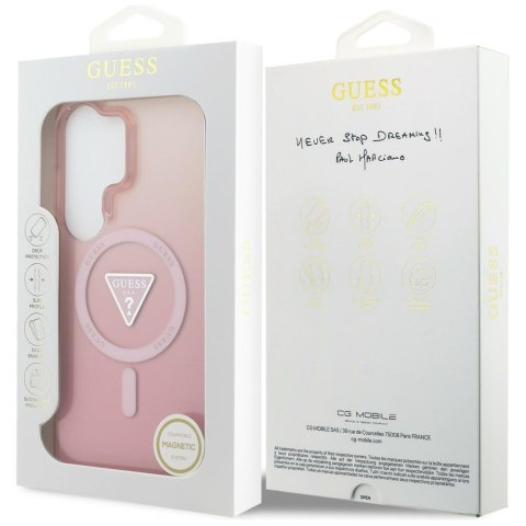 Guess nakładka IML Gradient Triangle MagSafe do Samsung Galaxy S26 Ultra różowa