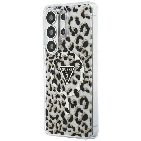 Guess nakładka IML Leopard Print Triangle MagSafe do Samsung Galaxy S26 Ultra czarna