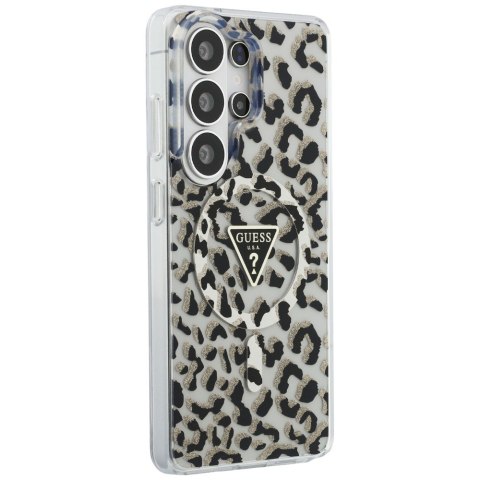 Guess nakładka IML Leopard Print Triangle MagSafe do Samsung Galaxy S26 Ultra czarna