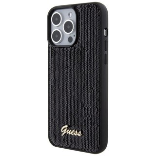 Guess nakładka do iPhone 15 Pro Max 6,7" GUHCP15XPSFDGSK czarna HC Sequin Script Metal