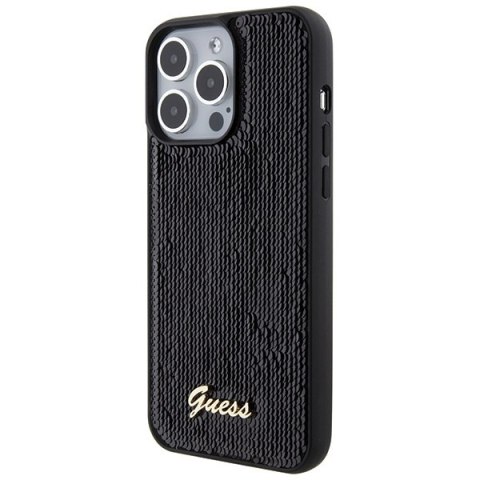 Guess nakładka do iPhone 15 Pro Max 6,7" GUHCP15XPSFDGSK czarna HC Sequin Script Metal