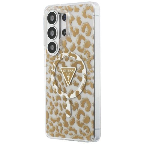 Guess nakładka IML Leopard Print Triangle MagSafe do Samsung Galaxy S26 Ultra brązowa
