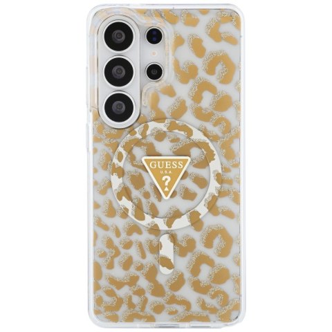 Guess nakładka IML Leopard Print Triangle MagSafe do Samsung Galaxy S26 Ultra brązowa