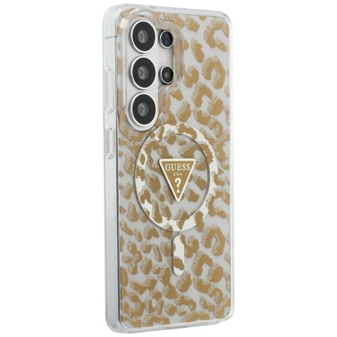 Guess nakładka IML Leopard Print Triangle MagSafe do Samsung Galaxy S26 Ultra brązowa