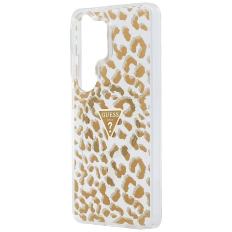 Guess nakładka IML Leopard Print Triangle MagSafe do Samsung Galaxy S26 Ultra brązowa