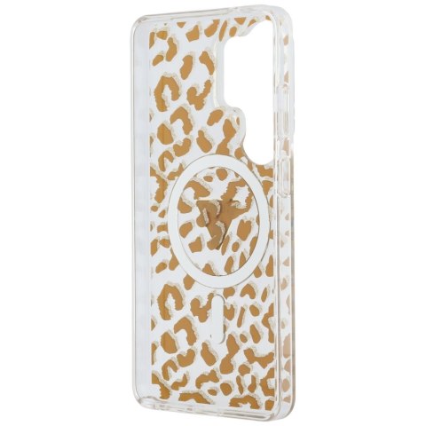 Guess nakładka IML Leopard Print Triangle MagSafe do Samsung Galaxy S26 Ultra brązowa