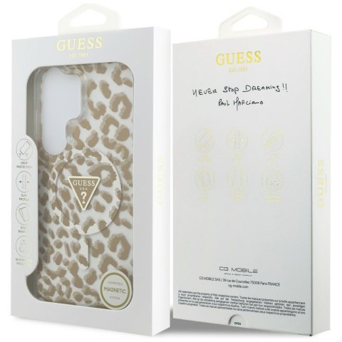 Guess nakładka IML Leopard Print Triangle MagSafe do Samsung Galaxy S26 Ultra brązowa