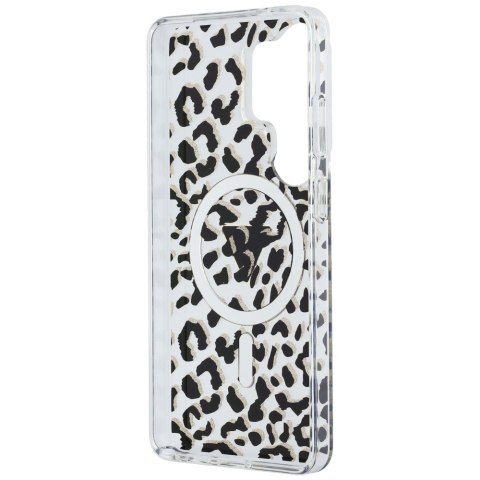 Guess nakładka IML Leopard Print Triangle MagSafe do Samsung Galaxy S26 Ultra czarna