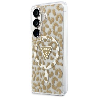 Guess nakładka IML Leopard Print Triangle MagSafe do Samsung Galaxy S26 brązowa