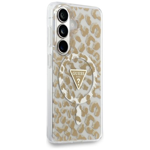 Guess nakładka IML Leopard Print Triangle MagSafe do Samsung Galaxy S26 brązowa