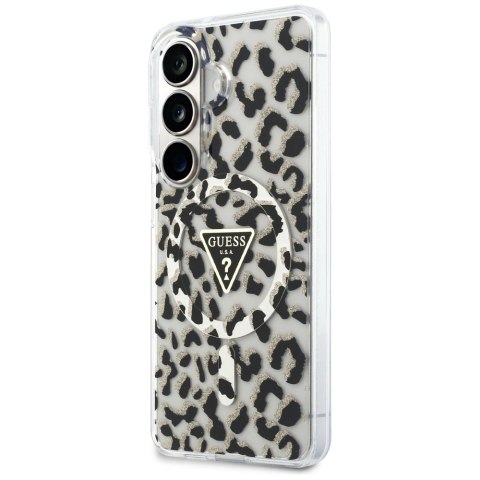 Guess nakładka IML Leopard Print Triangle MagSafe do Samsung Galaxy S26 czarna