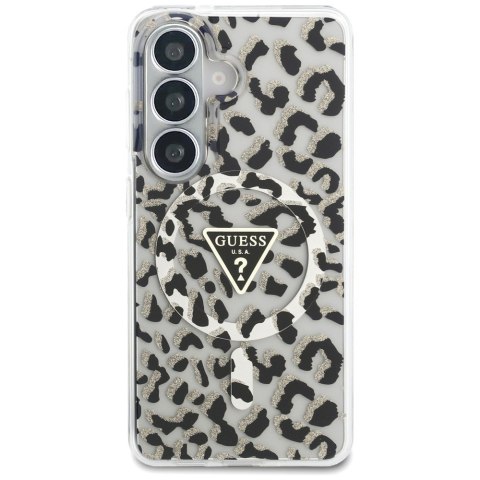 Guess nakładka IML Leopard Print Triangle MagSafe do Samsung Galaxy S26 czarna