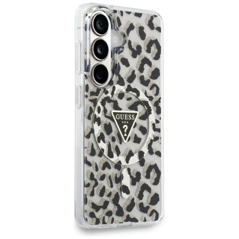 Guess nakładka IML Leopard Print Triangle MagSafe do Samsung Galaxy S26 czarna