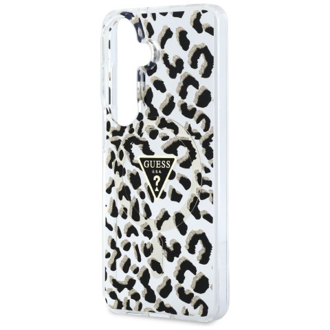 Guess nakładka IML Leopard Print Triangle MagSafe do Samsung Galaxy S26 czarna