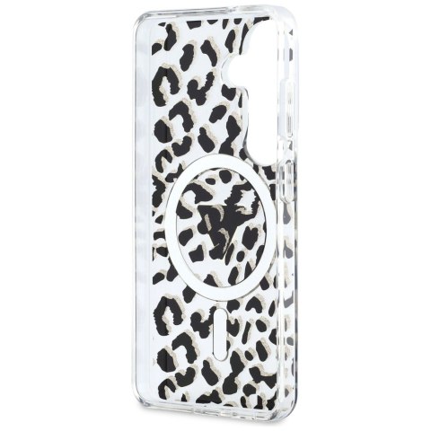 Guess nakładka IML Leopard Print Triangle MagSafe do Samsung Galaxy S26 czarna