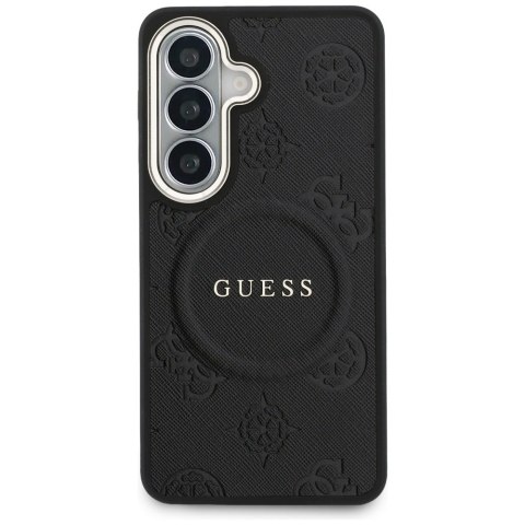 Guess nakładka Saffiano Peony Embossed Ring MagSafe do Samsung Galaxy S26 Plus czarna
