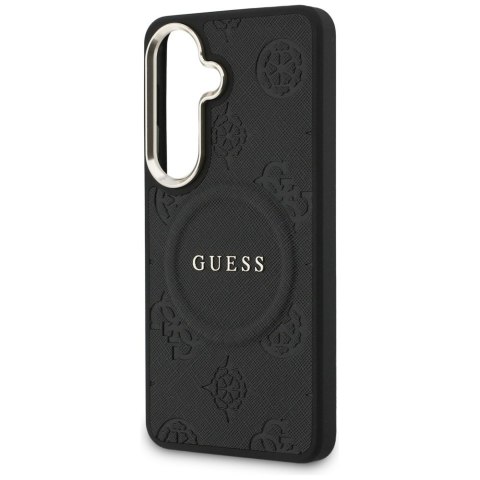 Guess nakładka Saffiano Peony Embossed Ring MagSafe do Samsung Galaxy S26 Plus czarna