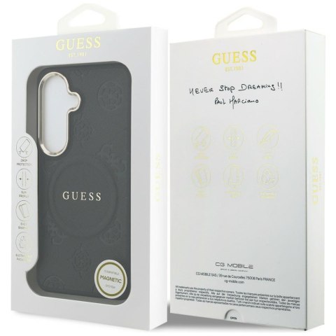 Guess nakładka Saffiano Peony Embossed Ring MagSafe do Samsung Galaxy S26 Plus czarna