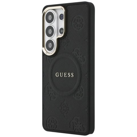Guess nakładka Saffiano Peony Embossed Ring MagSafe do Samsung Galaxy S26 Ultra czarna